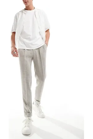 ASOS – Elegante, schmal zulaufende Chinohose in Hellbraun mit Struktur