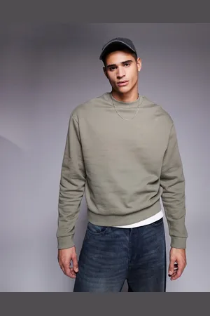 ASOS – Kastiges Basic-Sweatshirt in Khaki mit Oversize-Schnitt
