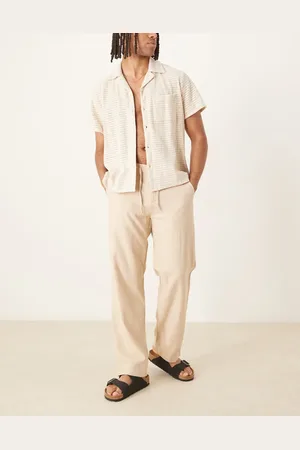 SELECTED – Brody – Loose-Fit-Hose aus Leinen in Cremeweiß