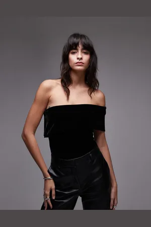MANGO – Body aus Samt in mit One-Shoulder-Träger