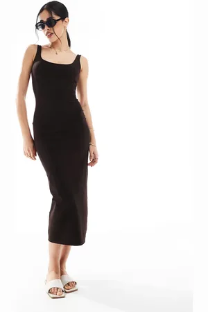Bershka – Midaxi-Kleid in mit eckigem Ausschnitt