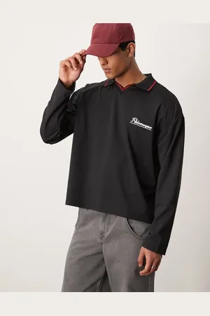 ASOS – Kastiges Oversize-Shirt in und Rot mit sportlichem Design und Polokragen