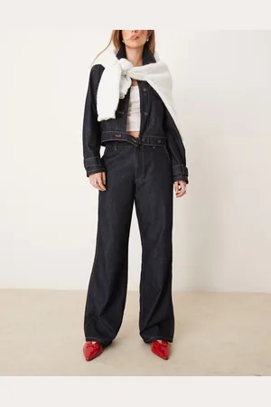 JDY – Jeans in indigoblauer Rinse-Waschung mit hohem Bund und weitem Bein, Kombiteil