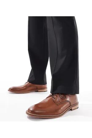 ASOS – Derby-Schuhe zum Schnüren aus Leder in Hellbraun