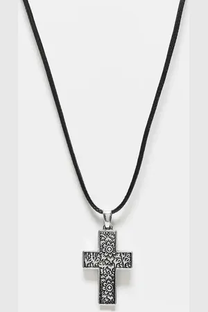Reclaimed – Unisex-Kordelhalskette mit schönem Kreuzanhänger in