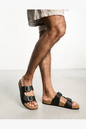 JACK & JONES – Ledersandalen in mit zwei Riemen