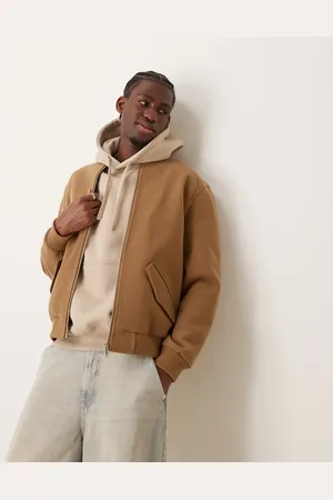 New Look – Bomberjacke in Wolloptik in Camel