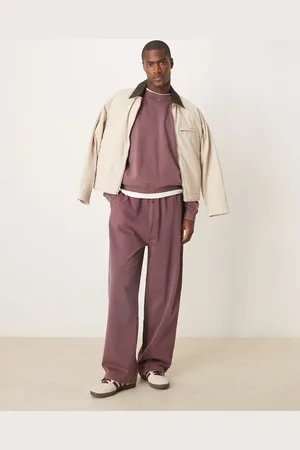 ASOS – Jogginghose mit weitem Bein in verwaschenem Burgunderrot