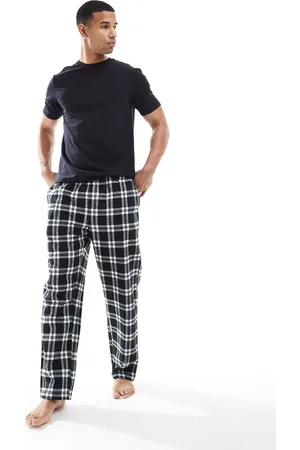 New Look – Pyjama-Unterteil aus Webstoff in Schwarz kariert