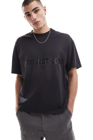 JACK & JONES – Cropped-T-Shirt in verwaschenem mit „Project-Core“-Print und Oversize-Schnitt