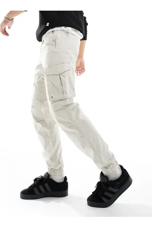 JACK & JONES – Schmal zulaufende Cargohose in Wollweiß mit Bündchen
