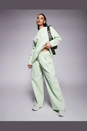 ASOS – Sehr weite Hose aus Interlock in Pastellgrün, Kombiteil