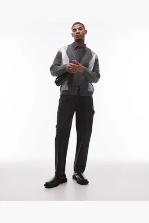 Topman – Gerade geschnittene Carpenter-Jeans ohne Stretch in verwaschenem Schwarz