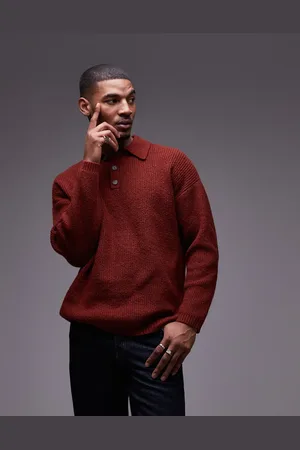 Topman – Lässig geschnittener Pullover aus kompaktem Strick in Dunkelrot