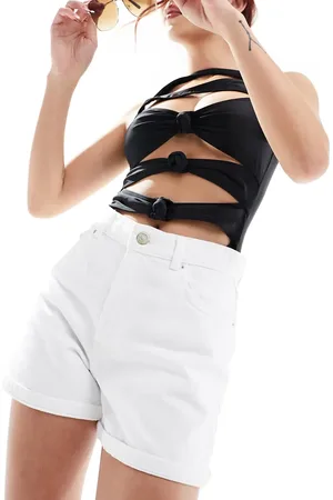 Pull&Bear – Mom-Jeans-Shorts in mit hoher Taille