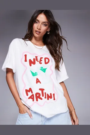 In The Style – Oversize-T-Shirt in mit „I need a martini“-Slogan