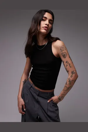 MANGO – Geripptes Trägershirt in mit Racerneck-Design