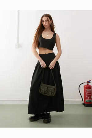 COLLUSION – Eleganter Midirock in mit Nadelstreifen und tief angesetzter Taille, Kombiteil