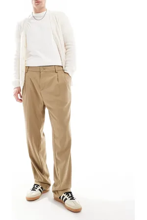 JACK & JONES – Elegante Hose in Beige mit weitem Bein und Bundfalten