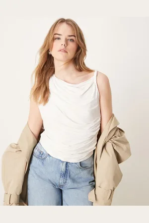 Abercrombie & Fitch – Weich fallendes, drapiertes Oberteil in Creme mit verdrehtem Detail