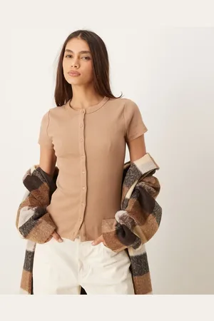 Abercrombie & Fitch – Geripptes Oberteil in mit Knopfleiste