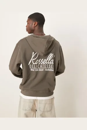 ASOS – Oversize-Kapuzenpullover in Khaki mit Schriftzug am Rücken