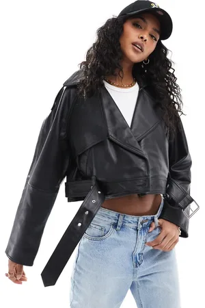 ASOS – Kurzer Oversize-Trenchcoat aus Leder in