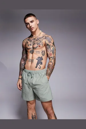 ASOS – Mittellange Seersucker-Badeshorts in