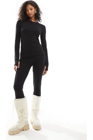 Threadbare – Geripptes Ski-Set aus Baselayer-Oberteil und Leggings in