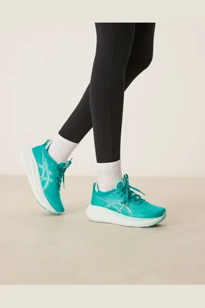 Asics – Gel-Nimbus 27 – Lauf-Sneaker in Petrol und Illuminate-Mint mit Wellendetail