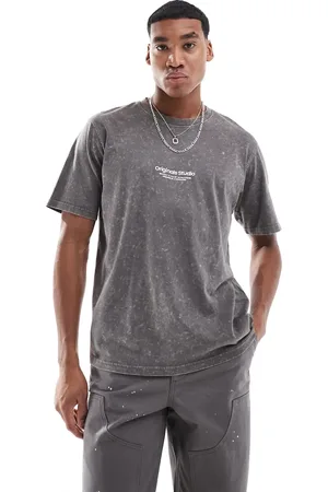 JACK & JONES – Oversize-T-Shirt in verwaschenem mit Originals-Logo auf der Brust