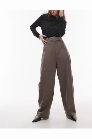 & OTHER STORIES – Elegante Hose aus Wollmix in Dunkelbraun mit weitem Beinschnitt