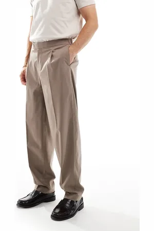 ASOS – Elegante, schmal zulaufende Oversize-Hose in Stein mit halb-elastischem Bund