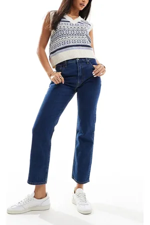 Abercrombie & Fitch – Knöchellange Jeans in verwaschenem mit ultrahohem Bund und geradem Bein