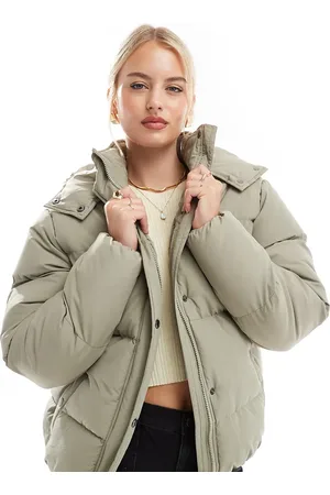 Brave Soul Tall – Steppjacke in Salbeigrün mit Kapuze