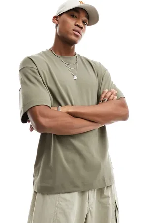 JACK & JONES – Schweres Oversize-T-Shirt in Khaki, 200 g/m²