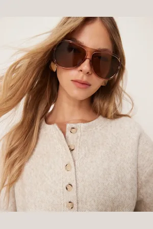 ASOS – Bouclé-Sweatshirt in Hellbeige mit Henley-Ausschnitt
