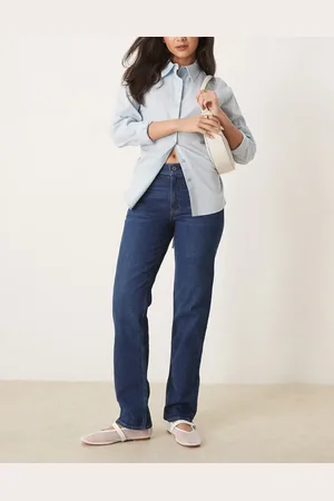 Abercrombie & Fitch – Gerade geschnittene Jeans in dunkler Waschung mit mittelhohem Bund