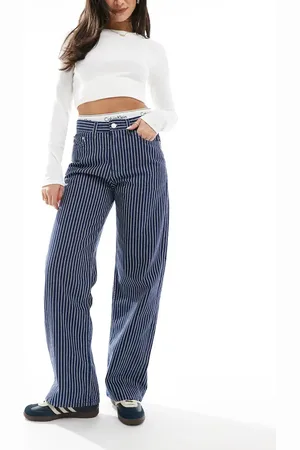 Pull&Bear – Weite Jeans in gestreiftem
