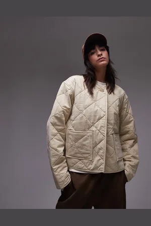 Topshop – Gefütterte Steppjacke in verwaschenem Buttermilchgelb