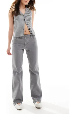Stradivarius – STR – Schlagjeans in grauer Waschung
