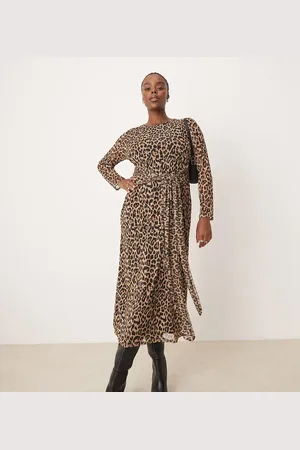 Never Fully Dressed – Vorne gebundenes Midaxikleid aus Mesh mit Leopardenmuster