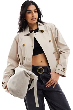 ONLY – Kurzer Trenchcoat in Beige