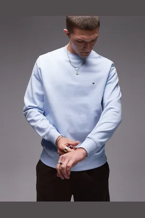 Tommy Hilfiger – Sweatshirt aus Terry-Stoff in Hellblau mit Rundhalsausschnitt