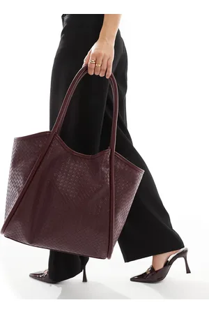ASOS – Gewebte Tragetasche in Burgunderrot mit röhrenförmigen Details