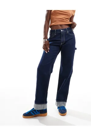 Abercrombie & Fitch – Weite Carpenter-Jeans in Indigoblau mit niedrigem Bund