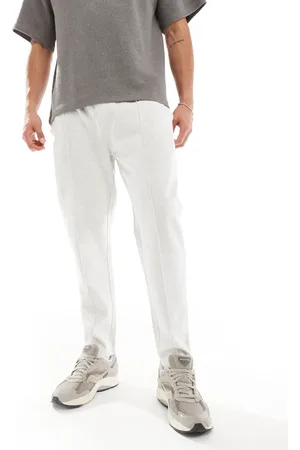 ASOS – Schmal zulaufende Jogginghose in meliertem Grau mit Reißverschluss