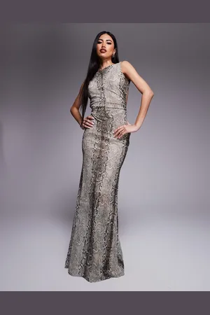 Jaded Rose – Rückenfreies Maxikleid in mit Schlangenmuster