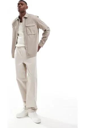Armani Exchange – Hemdjacke aus Twill in Beige