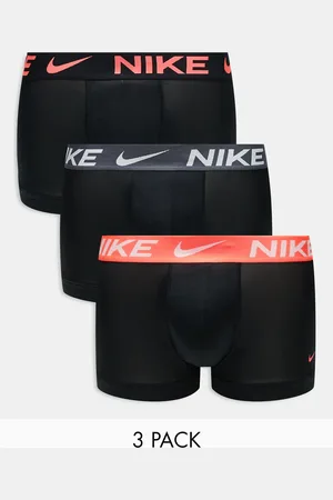 Nike – Essential – 3er-Pack Unterhosen aus Mikrofaser in Rot/Rosa/Grau mit farbigem Bund
